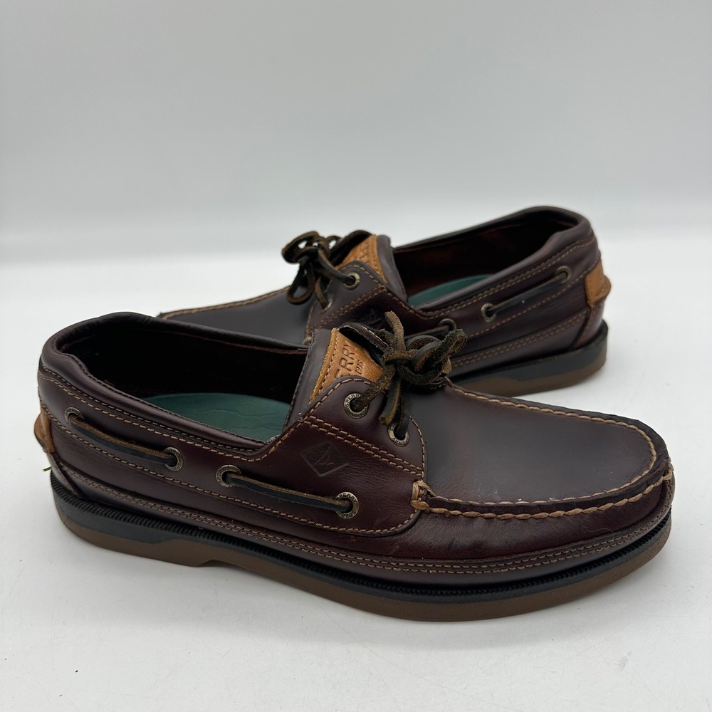 Sperry 0764027 Mens Size 8.5 Mako 2 Eye Boat Moc Amaretto Leather Casual Shoes